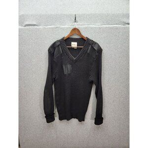 Brigade Quartermasters Mens Ribbed Wool Sweater With Shoulder & Elbow Patches Si